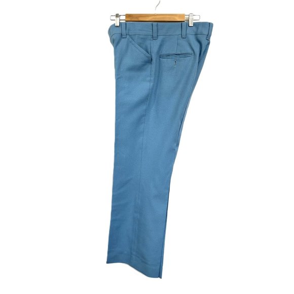 70’s Disco Flare Blue Leisure Pants Vintage - Picture 6 of 9